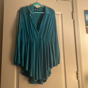 Long sleep blue shirt